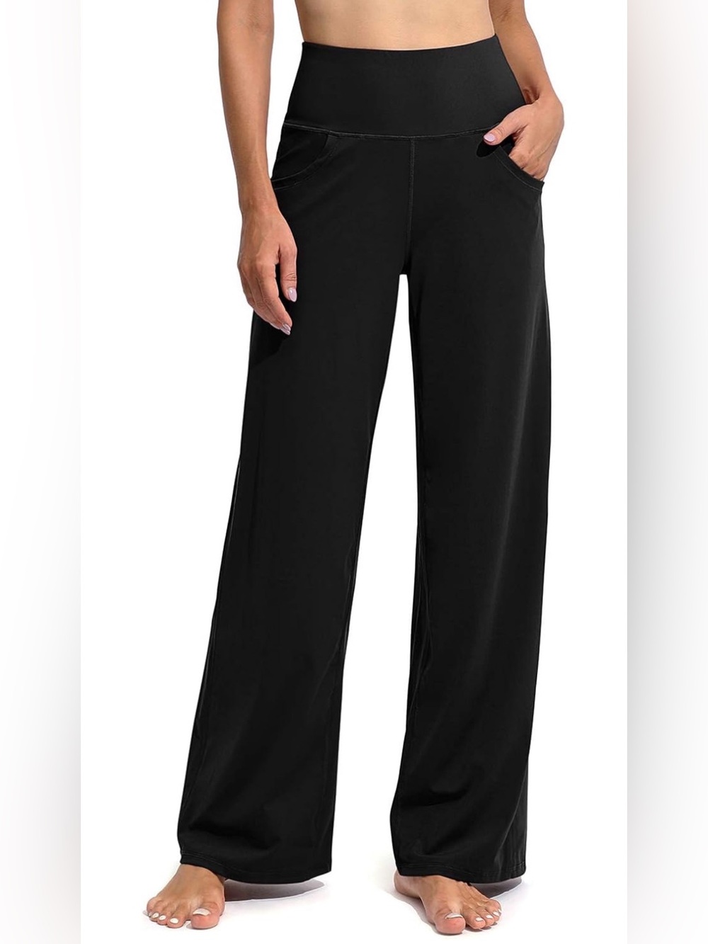 Wide Leg Black Women's Pants with Pockets